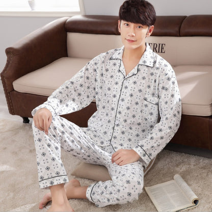 Men's knitted cotton home service suit