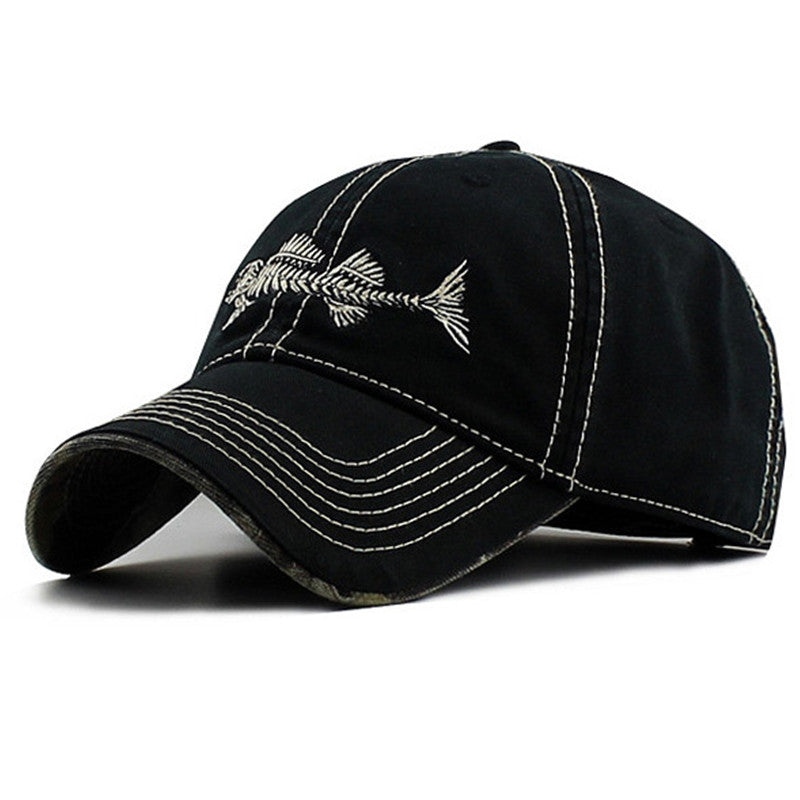 Hip-hop fishbone embroidered baseball cap