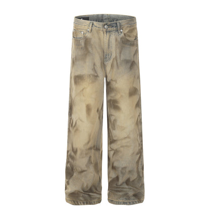 Loose Design Niche Mud Dyed Straight-leg Pants