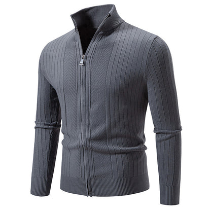 Solid Color Zipper Cardigan Jacket Coat For Men