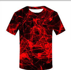 Mens Fashion Casual Digital Print Crew Neck T-shirt