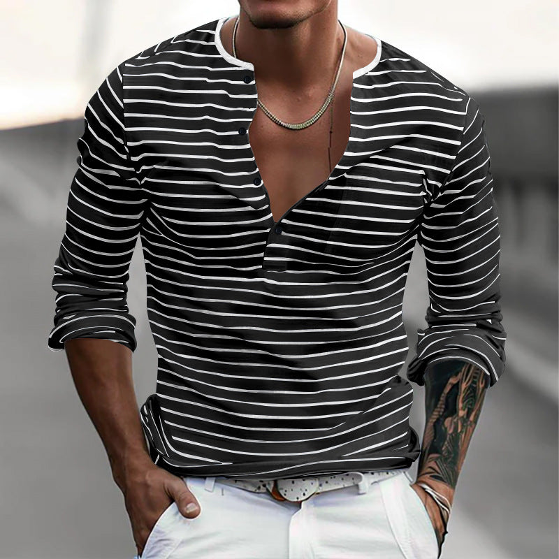 Men's All-match Casual Horizontal Stripes T-shirt