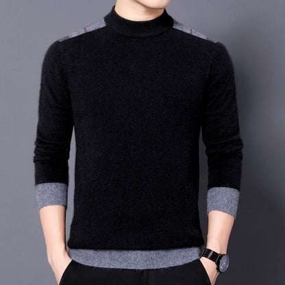 Men's Double-sided Velvet Long-sleeved Bottoming Shirt Mock Neck Sweater