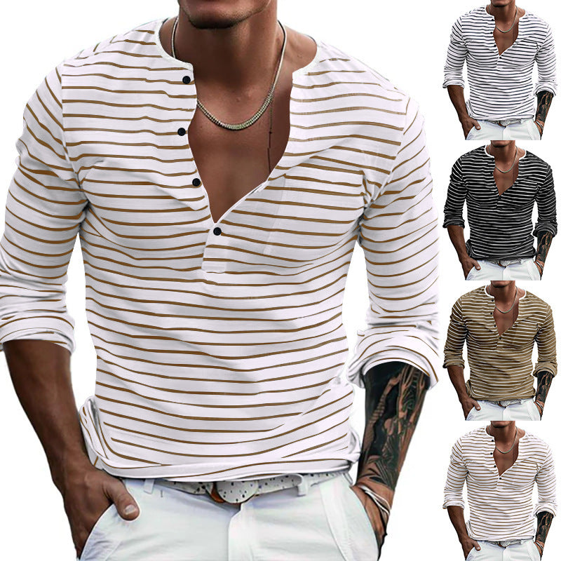 Men's All-match Casual Horizontal Stripes T-shirt