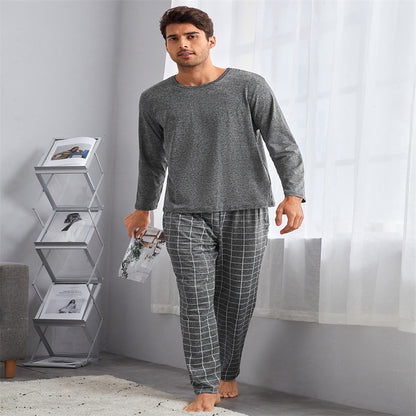 Thin Section Plaid Loungewear Outer Pants Men's Suit