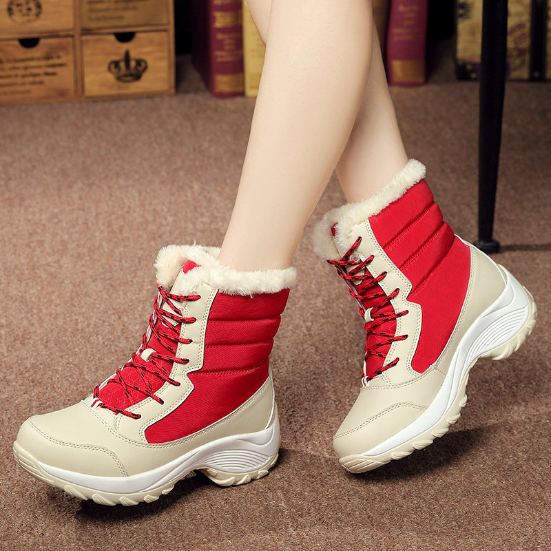 Plus velvet high-top women's shoes waterproof snow boots