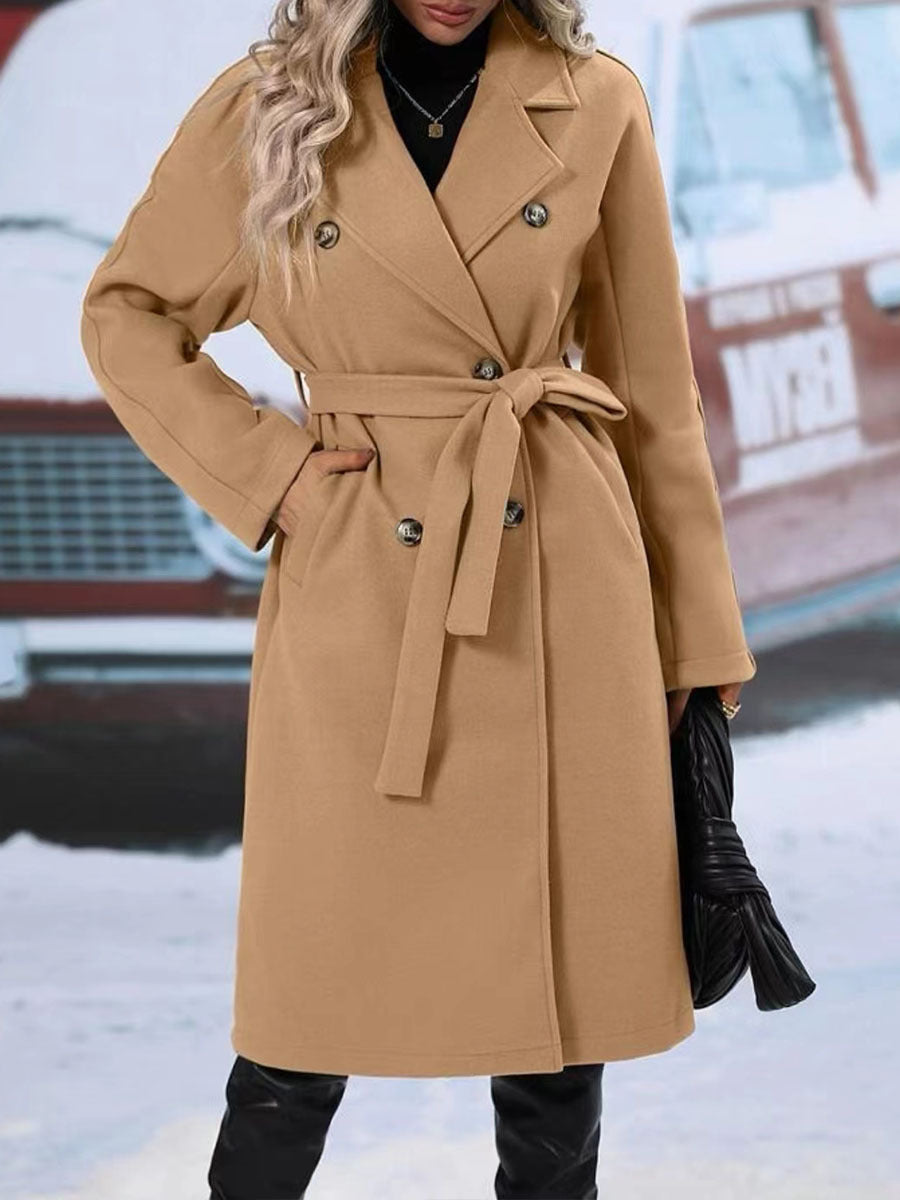 Manteau long femme double boutonnage