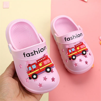 Cartoon Fire Truck Children's Slippers Breathable Non-Slip Sandals And Slippers