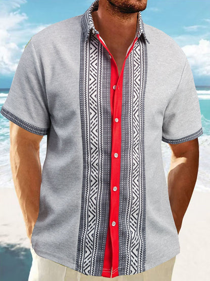 Printed Button Short Sleeve Men