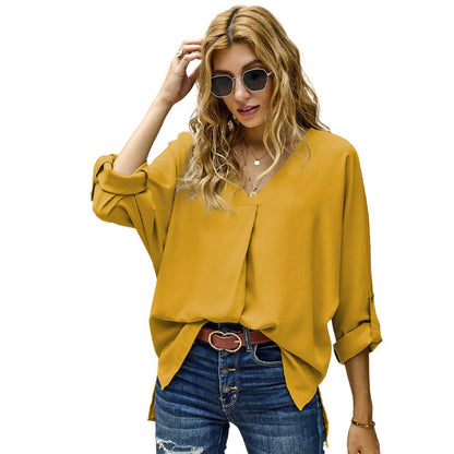 Women's Solid Color Loose Pullover Shirt