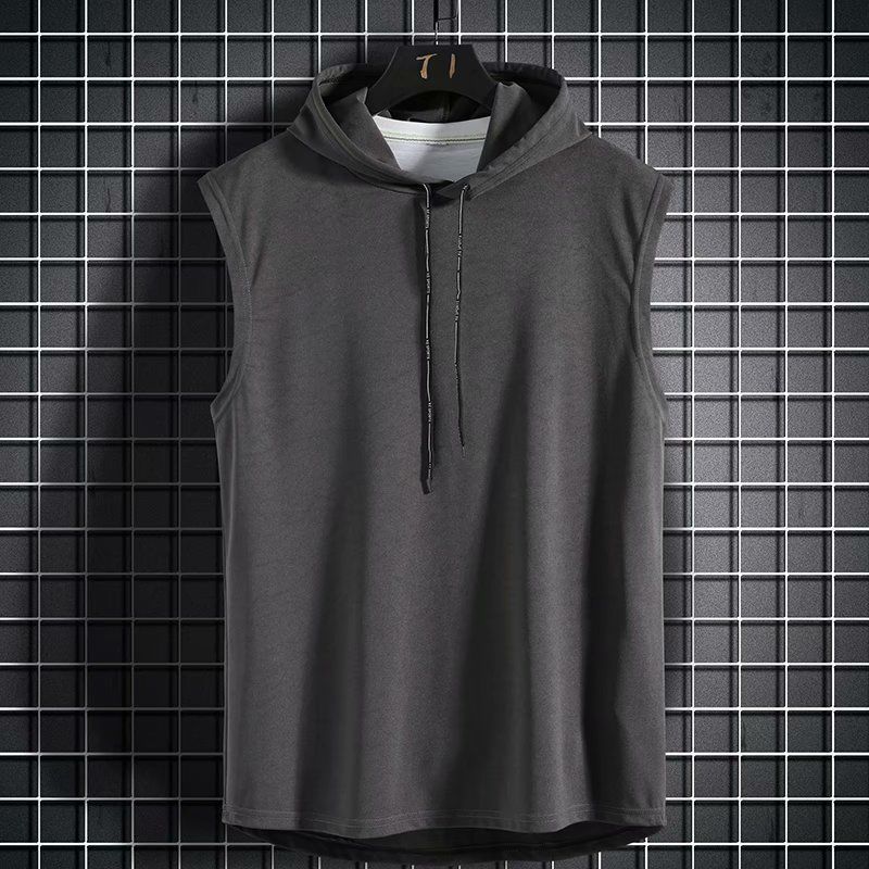 Youth Sports Fitness Plus Size Waistcoat Hooded Top