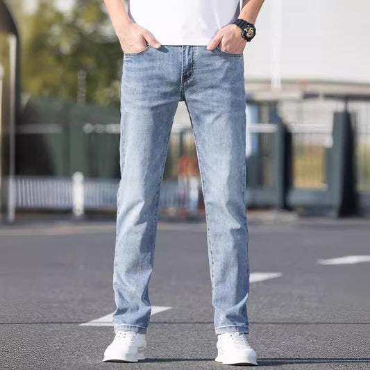 Summer Thin Jeans Men's Slim-fit Straight Trousers