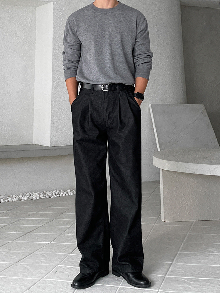 Straight Jeans Men's Casual Loose-fitting Wide-leg Trousers