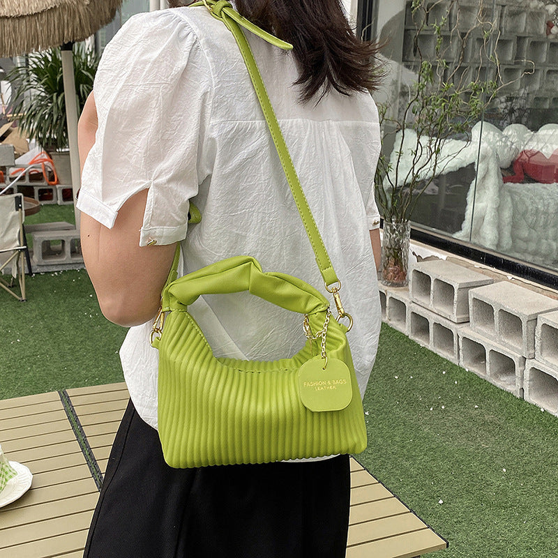 Women Fashion Crossbody Bag PU Leather Pleated Cloud Small Tote Bags Casual Simple Elegant Temperament Messenger Bags