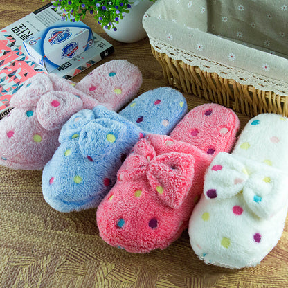 Winter color round butterfly knot floor cotton slippers warm wool home cotton slippers factory direct selling wholesale