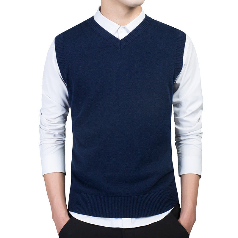 Men's V-Neck Sweater Vest Vest Sleeveless Knit Sweater