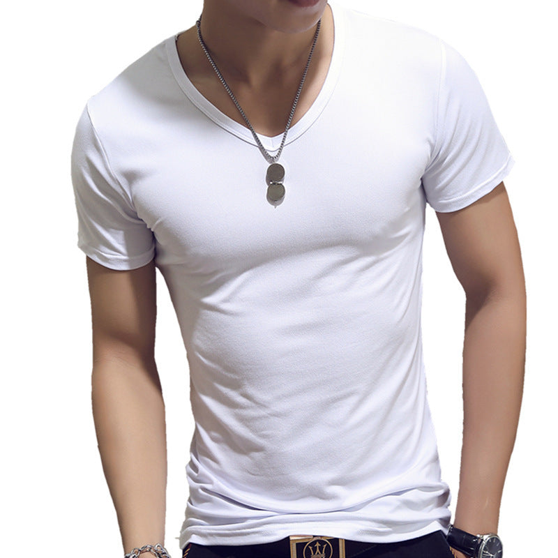 Korean Style Trendy Half-sleeved Body Shirt Trendy Bottoming Solid Color Shirt