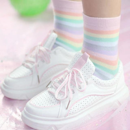 Color Striped Korean Women's Socks