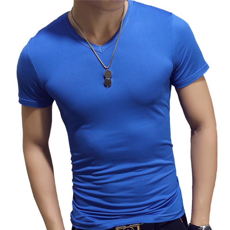 Korean Style Trendy Half-sleeved Body Shirt Trendy Bottoming Solid Color Shirt