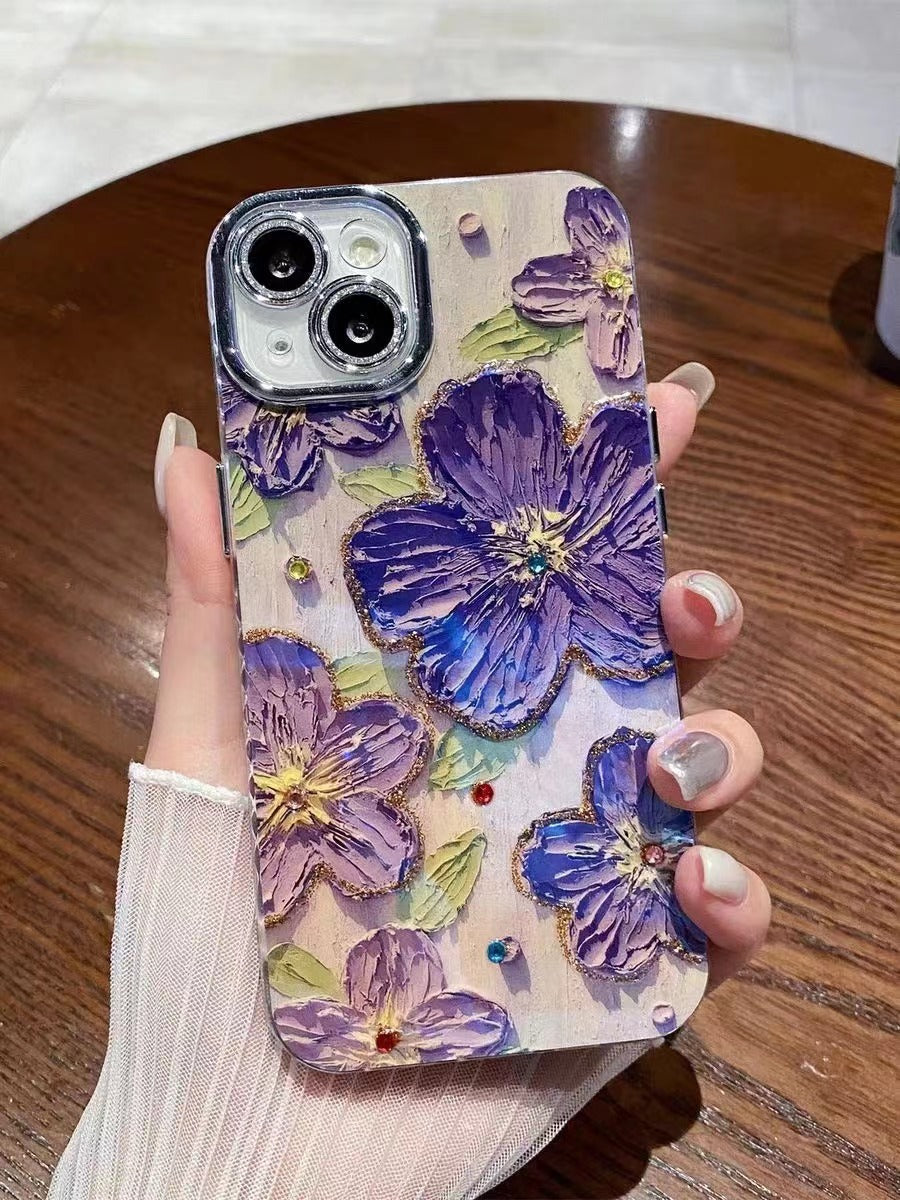 Blue Light Oil Painting Flower Phone Case