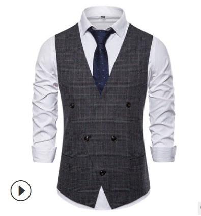 Men's Vest Trendy Plaid Slim Fit Casual Vest Men