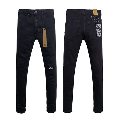 Straight Ripped Stretch American High Street Casual Men's Jeans