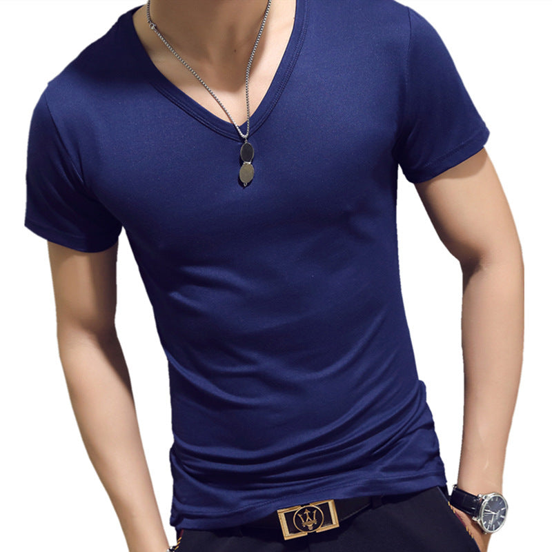 Korean Style Trendy Half-sleeved Body Shirt Trendy Bottoming Solid Color Shirt