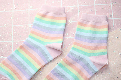 Color Striped Korean Women's Socks