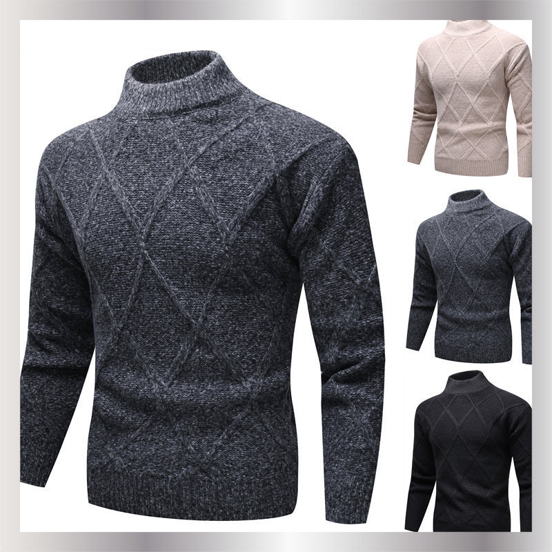 Half Turtleneck Men's Trendy Pattern Long Sleeve Sweater