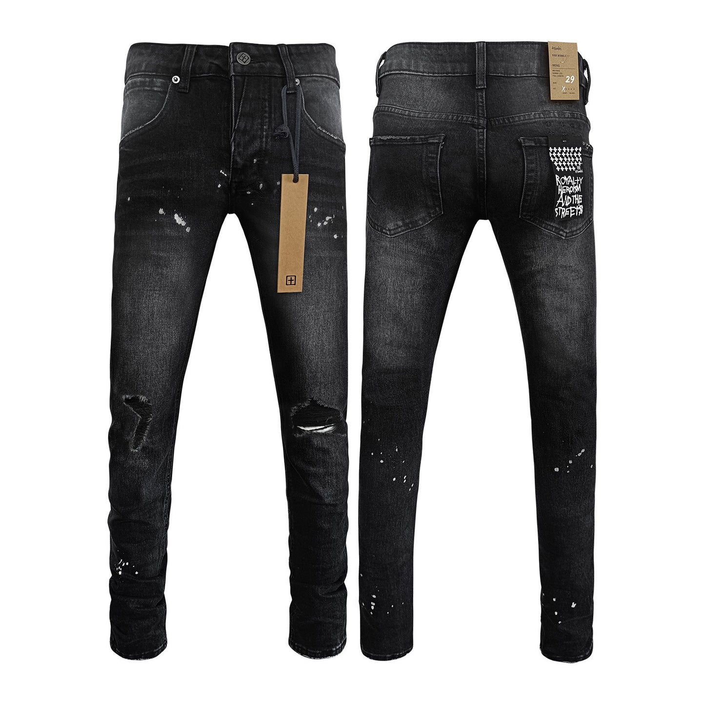 Straight Ripped Stretch American High Street Casual Men's Jeans