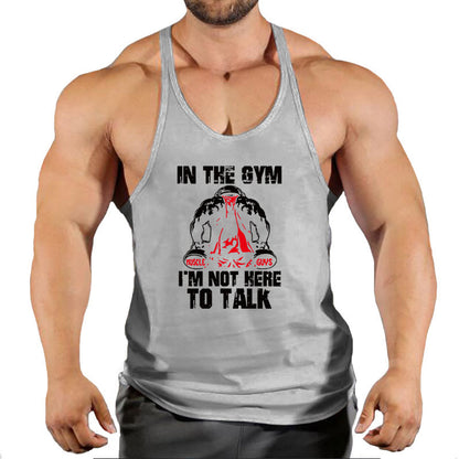 Summer Men's Vest Casual Sports Bottoming Shirt Round Neck I-shaped Fitness