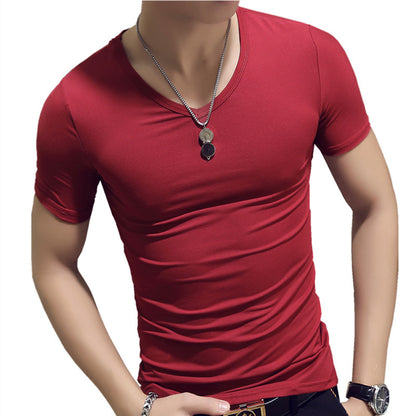 Korean Style Trendy Half-sleeved Body Shirt Trendy Bottoming Solid Color Shirt