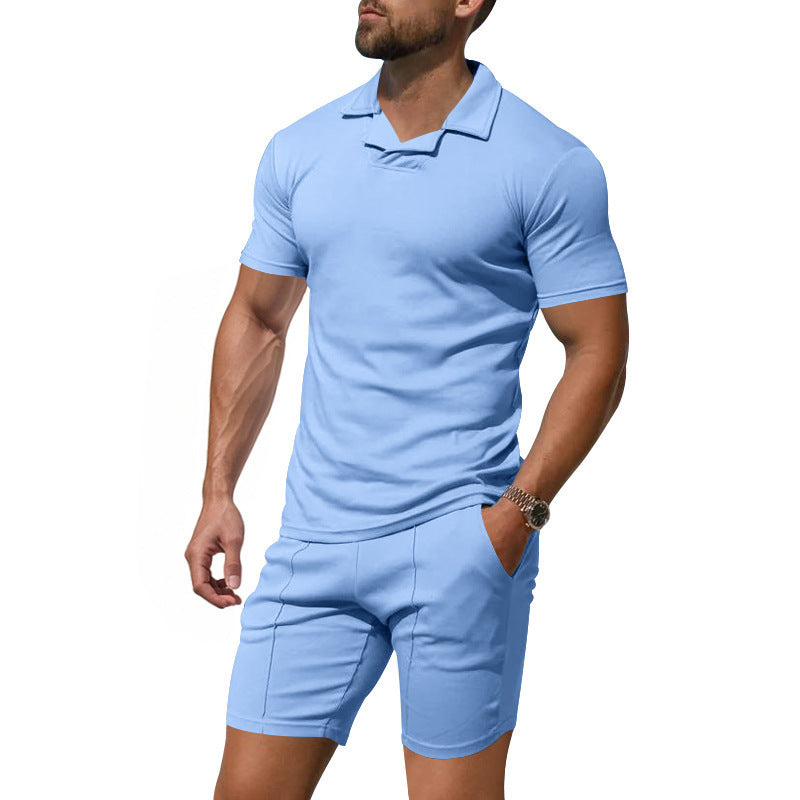 Men's British Berk Shirt Short-sleeved Shorts Casual Slim Fit Sports Quick-drying Outfit