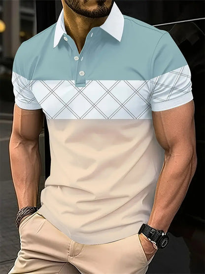 Men's Short-sleeved Button Lapel Polo Shirt