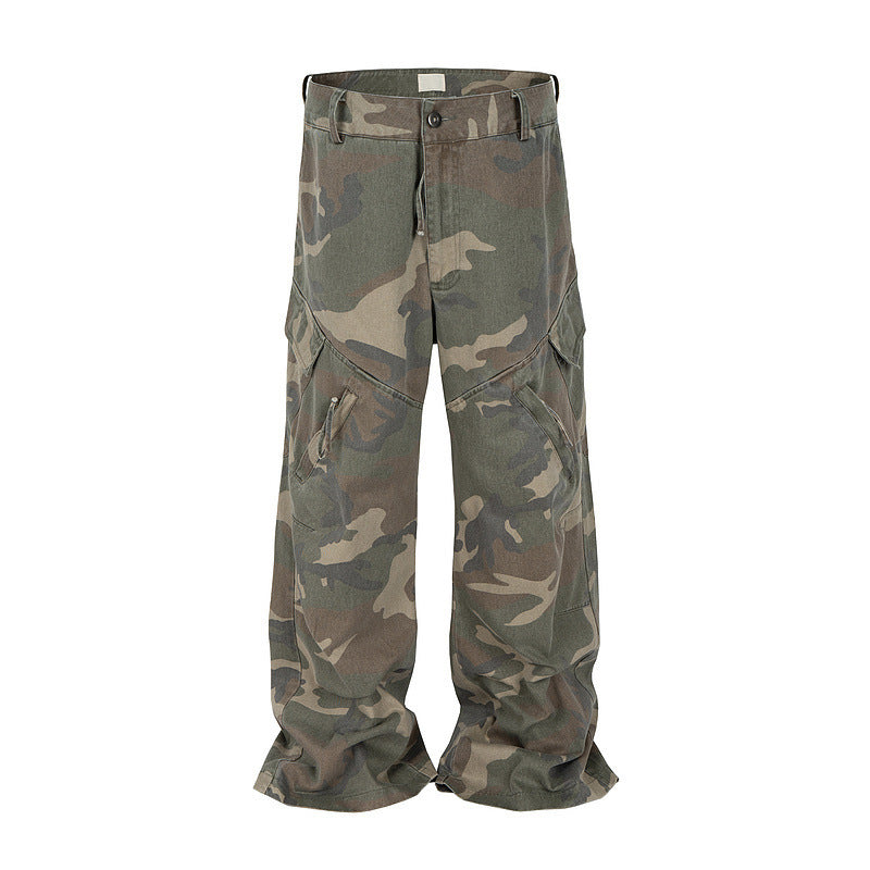 Loose Wide Leg Camouflage Slightly Flared Jeans