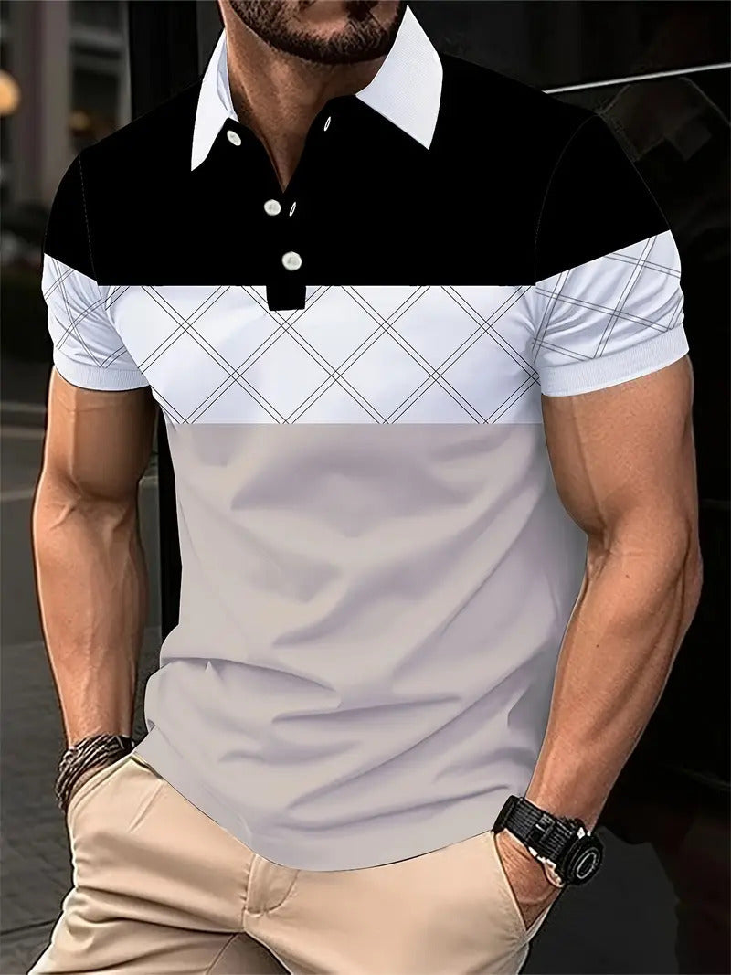 Men's Short-sleeved Button Lapel Polo Shirt