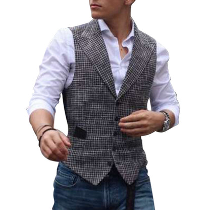 Men's Vest Trendy Plaid Slim Fit Casual Vest Men