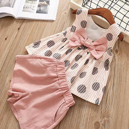 Summer Children Clothes Big Bow T-Shirt Shorts Clothing Set