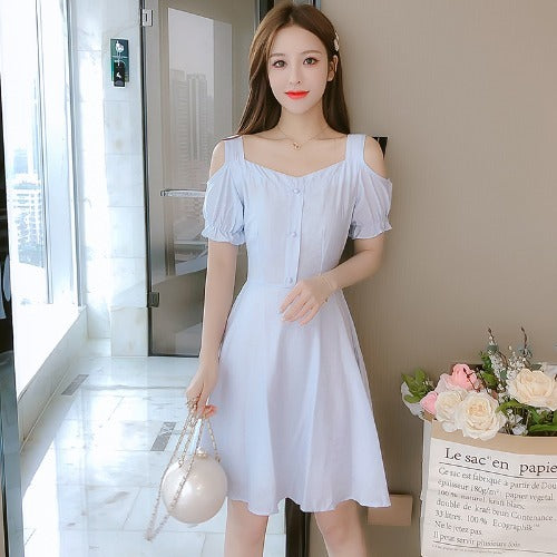 Fashion Solid Color Chiffon Sling Dress For Women