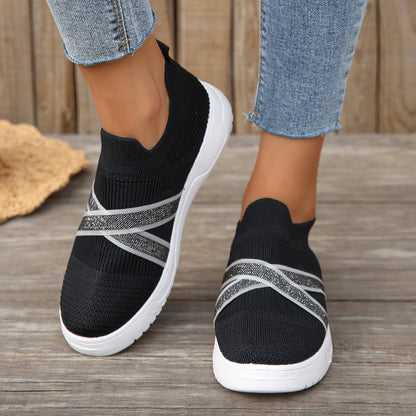 Women's Fashion Simple Outdoor Flat Bottom Flyknit Mesh Shoes