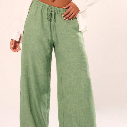 Holiday Textured Linen Feel Tie Waist Trouser