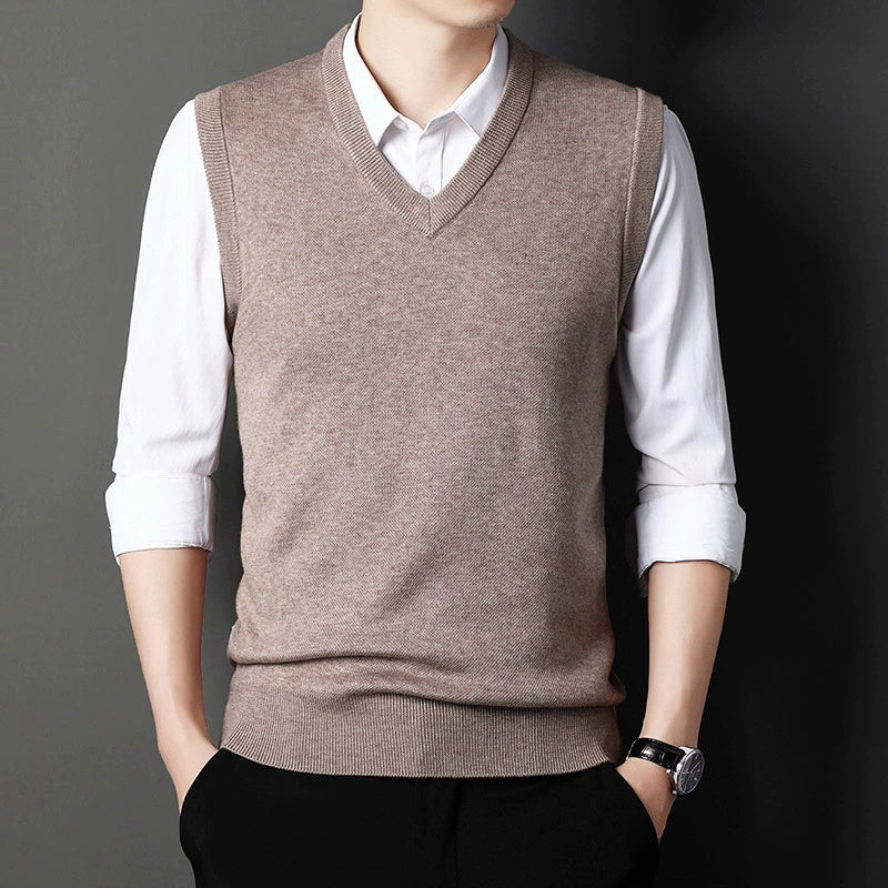 Men's V-Neck Sweater Vest Vest Sleeveless Knit Sweater