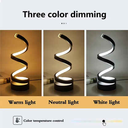 Lampe de chevet en spirale à LED Blanche