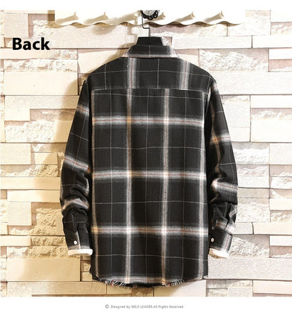 Men's Casual Plaid Shirt Korean Style