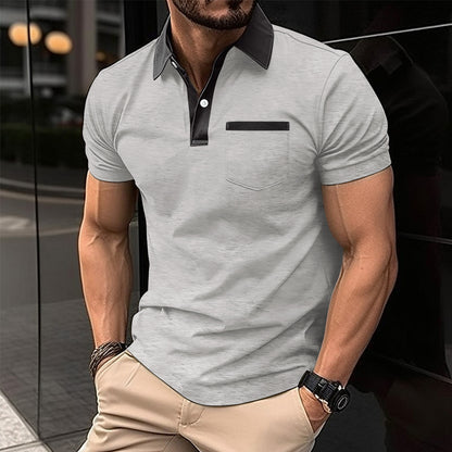 Lapel Fashion Slim Pocket Short-sleeved T-shirt Polo Shirt Men Clothing