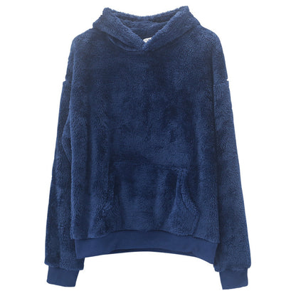 Double-sided Velvet Hooded Sweater Men's Plush Sweatshirt With Pockets