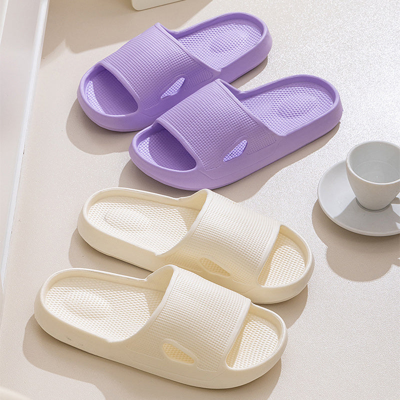 Solid Color Thick Bottom Home Slippers Summer Non-slip Floor Bathroom Slipper Women Men Couples Shoes