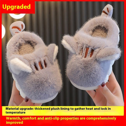 Children's Cotton Slippers, Cute Kitten, Warm And Cold Resistant, Thick Soft Sole