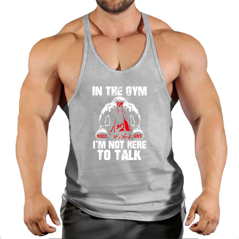 Summer Men's Vest Casual Sports Bottoming Shirt Round Neck I-shaped Fitness