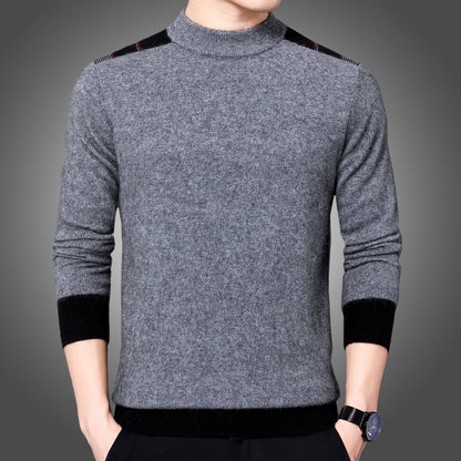 Men's Double-sided Velvet Long-sleeved Bottoming Shirt Mock Neck Sweater